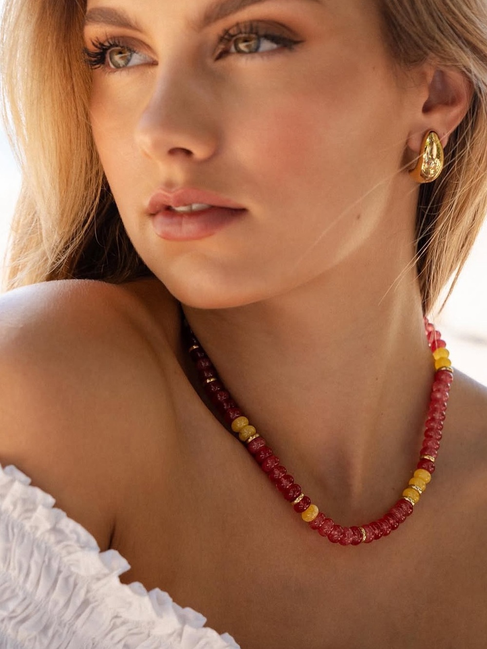 Cherry and Yellow Quartz 24k Gold Plated NWOT